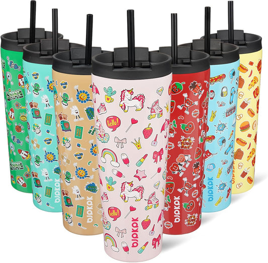 BJPKPK 26oz Insulated Tumbler With lid And Straw Stainless Steel Tumblers Travel Coffee Mug Reusable Thermal Cup,Unicorns
