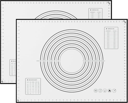 BlueBark 2 PCS - 28"L x 20"W Non-stick Silicone Baking Mat for Pastry & Dough, Sourdough Bread Making Tools, Kitchen Counter, Cooking Enthusiasts