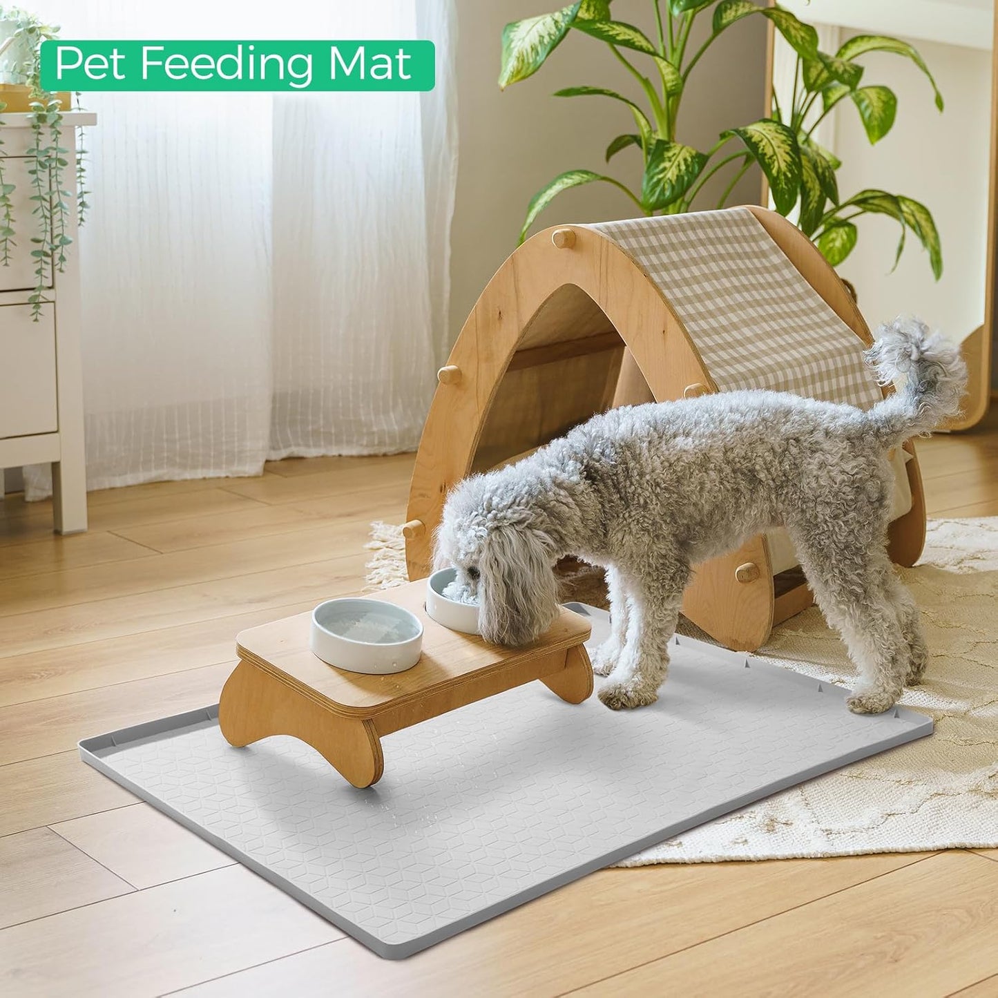 TRZZ Silicone Waterproof Under Sink Mat 34" x 19", Drip Tray and Cabinet Liner for Kitchen and Bathroom, Prevents Water Damage and Organizes Cabinets (Light Grey)