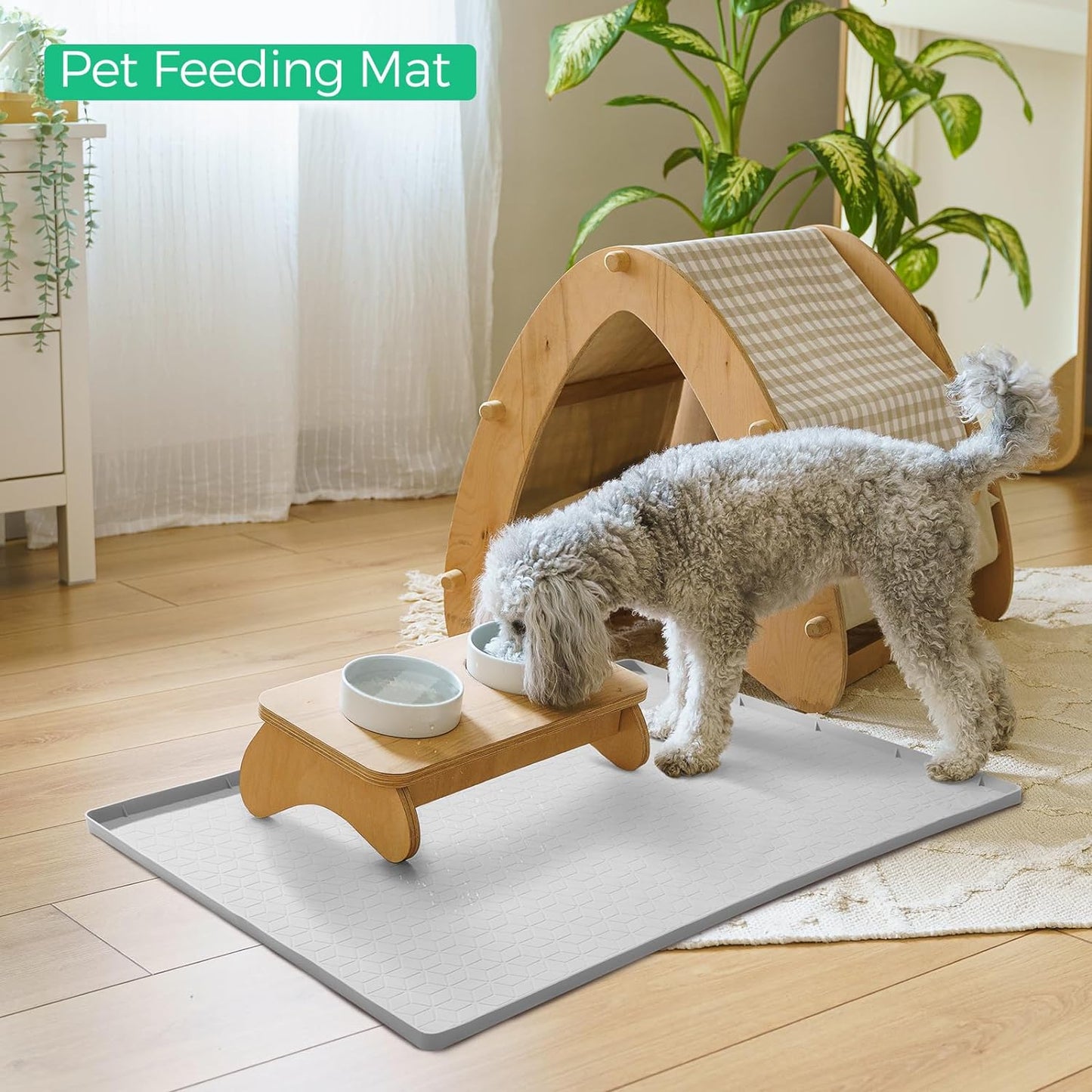 TRZZ Silicone Waterproof Under Sink Mat 22" x 19", Drip Tray and Cabinet Liner for Kitchen and Bathroom, Prevents Water Damage and Organizes Cabinets (Beige)