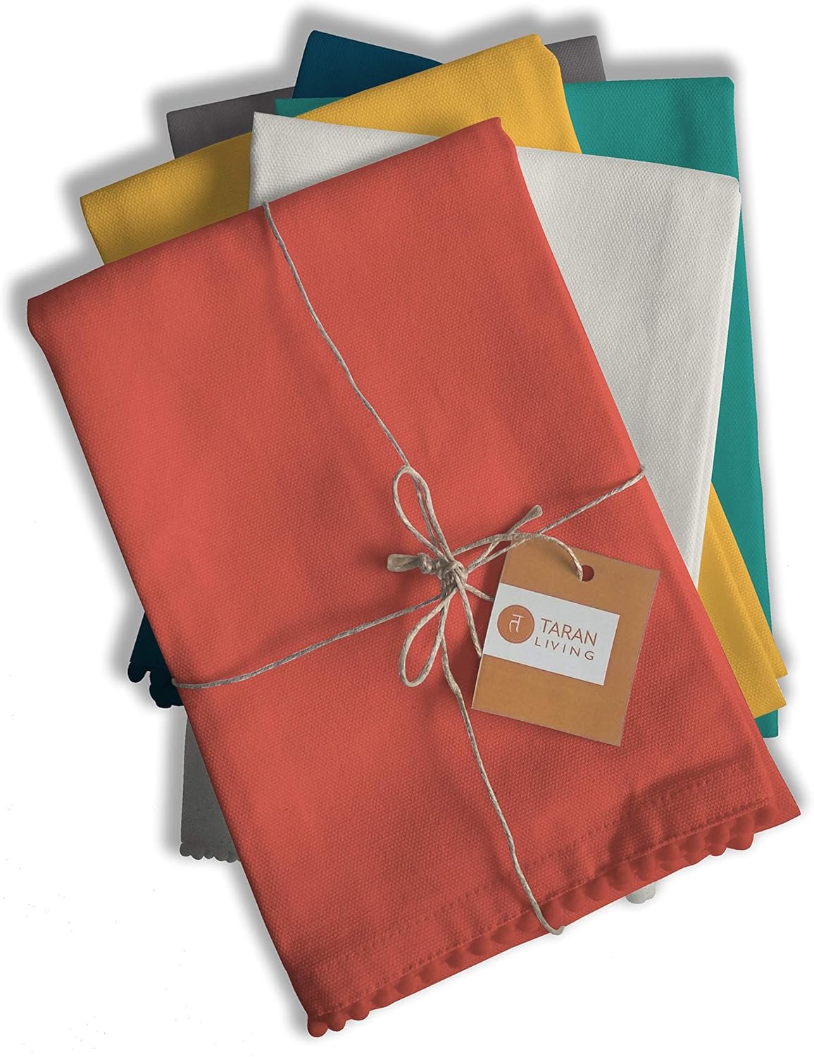 TARAN LIVING Kitchen Towels Dish Towels for Kitchen Tea Towels for Kitchen Bar Towels for Cloth Towels dishcloths - Solid 18"x28" Pack of 6 (Assorted (1), Pack of 6)