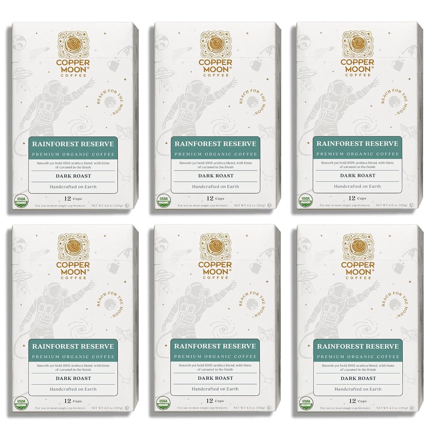 Copper Moon Single Serve Coffee Pods for Keurig K-Cup Brewers, Dark Roast, Rainforest Reserve Blend, 72 Count