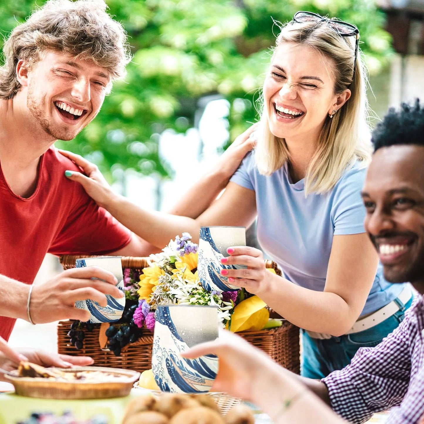 RainCaper 18/8 Stainless Steel Insulated Water Tumbler with Straw | 30oz, BPA-Free, Double Wall for Hot & Cold | Travel-Friendly, Cup Holder Ready (Hokusai The Great Wave)