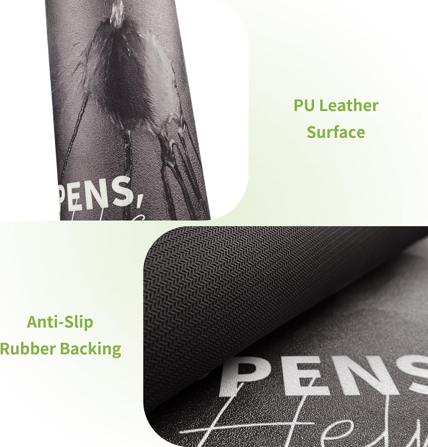 Matace Designer Coffee Bar Mat, Small 12 x 19 Inches, Rubber Backing, Absorbent Coffee Maker Mats for Dish Drying, Kitchen Countertop, Life Happens Coffee Helps, Black