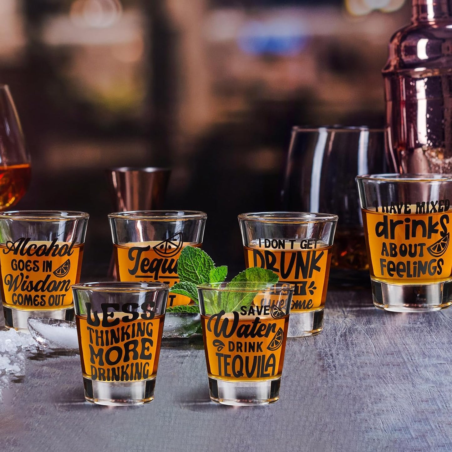 Kolewo4ever 24 Pieces Funny Friends Shot Glasses Funny Friends Shot Glasses Clear Shot Glass Cups with Heavy Base for Adult Small Glass Shot Cups 1.75 oz Shot Glass for Best Friends (Style-2)