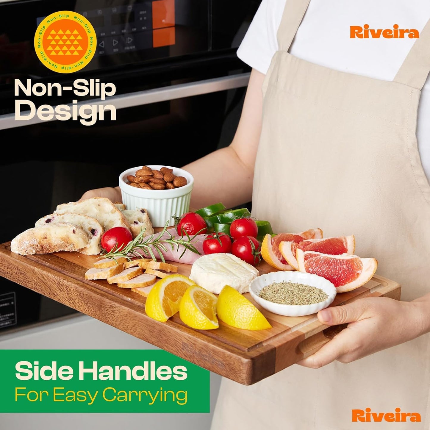 Riveira Walnut/Cherry/Maple Wood Cutting Board Set - Versatile And Durable: 3 Pcs Wooden Cutting Boards - Natural Wooden Cutting Boards For Kitchen Set - Complete Walnut/Cherry/Maple Cutting Board