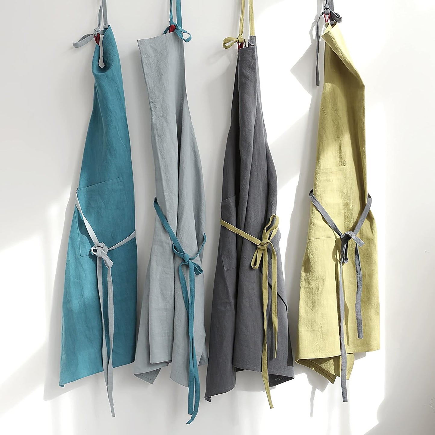 HANEE Kitchen Apron for Women & Men (9 Colors) Linen Cooking Aprons with pocket