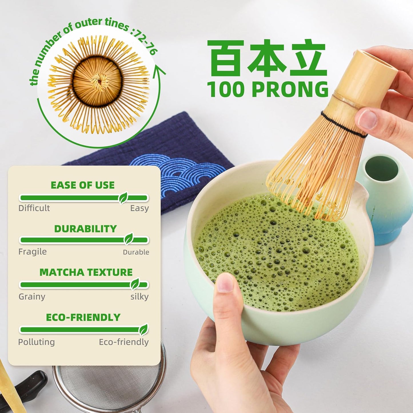 TEANAGOO Matcha Whisk Set Blue,Ceremony Matcha Set,Matcha Kit Grident Blue,Matcha Tea Set for Making Breakfast/Latte,Matcha Whisk Set and Bowl with All Accessories,Gift for Matcha Lover