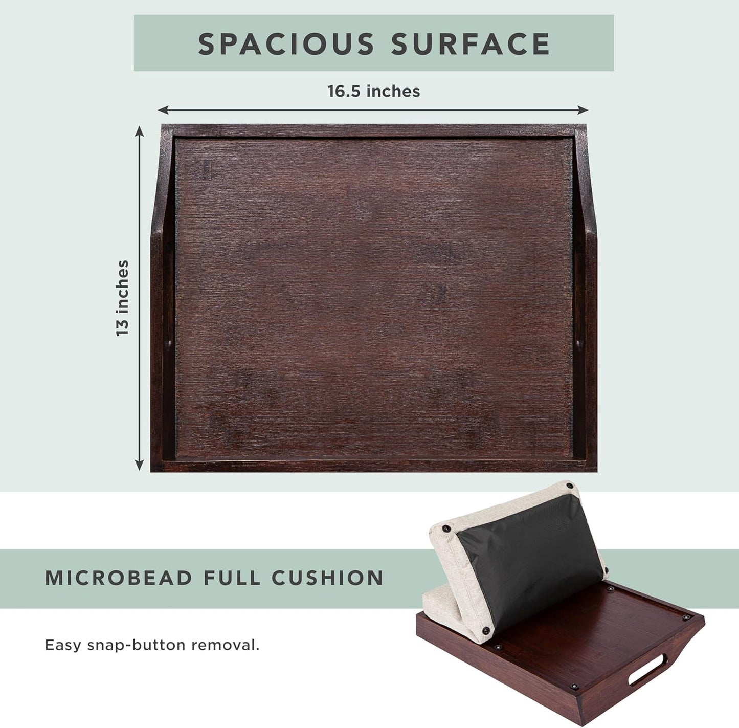 ROSSIE HOME Bamboo Wood Bed Tray, Lap Desk - Set of Two - with Hyacinth Storage Basket - Java - Fits up to 15.6 Inch Laptops - Style No. 70102