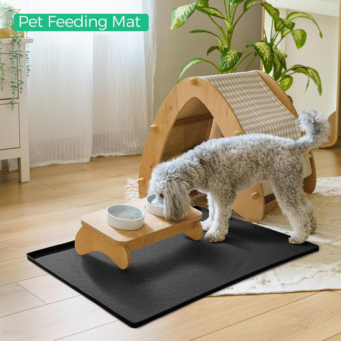 TRZZ Silicone Waterproof Under Sink Mat 34" x 19", Drip Tray and Cabinet Liner for Kitchen and Bathroom, Prevents Water Damage and Organizes Cabinets (Black)