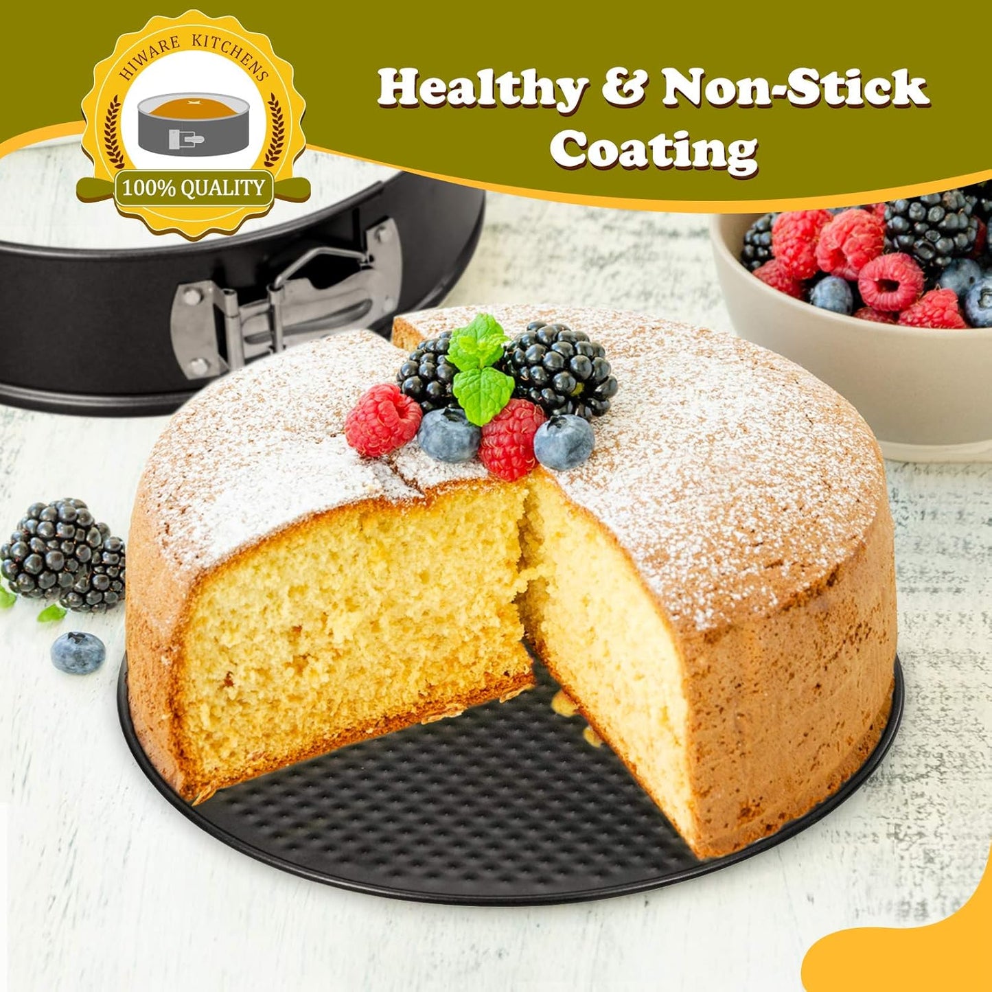 Hiware 10 Inch Non-stick Springform Pan with Removable Bottom/Leakproof Cheesecake Pan