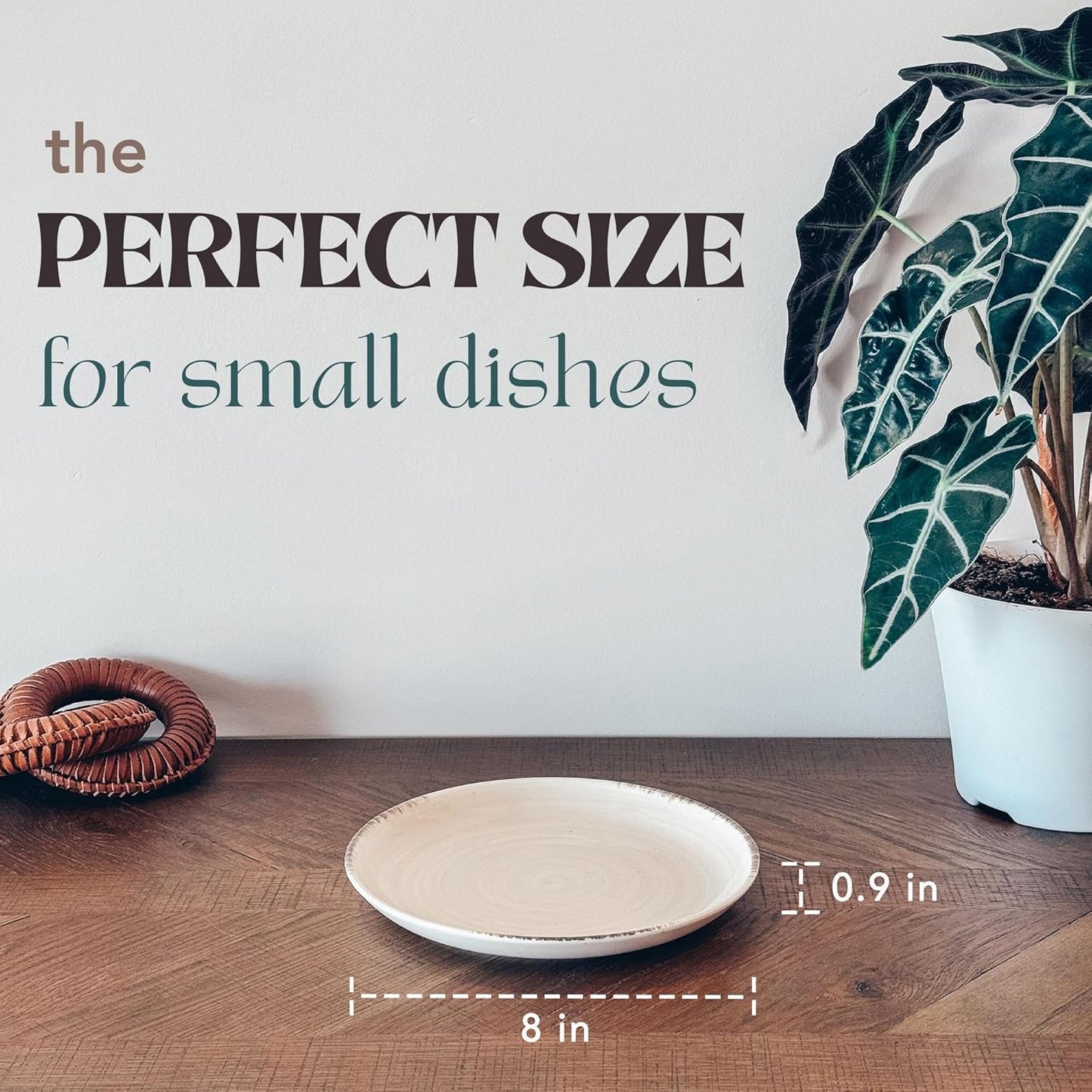 Mora Ceramic Helix Swirl Salad Plates Set of 6, 8in Spiral Porcelain Dish for Kitchen, Small Dinner, Lunch, Appetizer, Dessert, etc - Dishwasher, Microwave, Freezer, Oven Safe Dishware - Snowy White