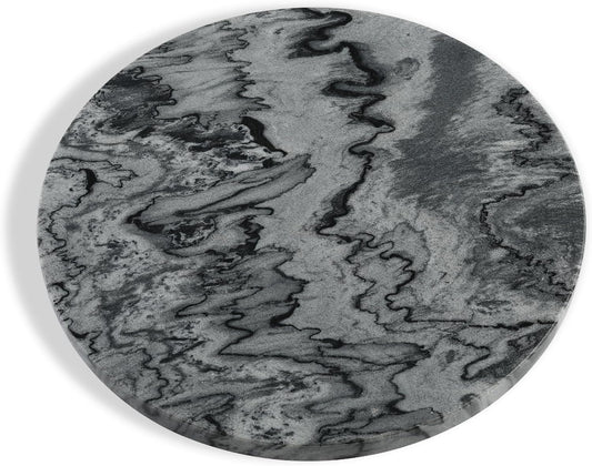 Koville African Natural Marble Cutting Board for Kitchen, 11inch Round Hand Crafted Marble Slab for Cheese, Charcuterie, Pastry Board - Wedding Gift, House Warming Gift(Monte Grigio)