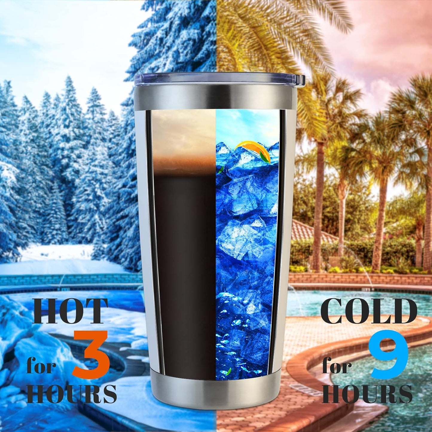 DOMICARE 20oz Stainless Steel Tumbler Bulk with Lid, Double Wall Vacuum Insulated Travel Mug, Powder Coated Coffee Cup, Powder White, 1 Pack