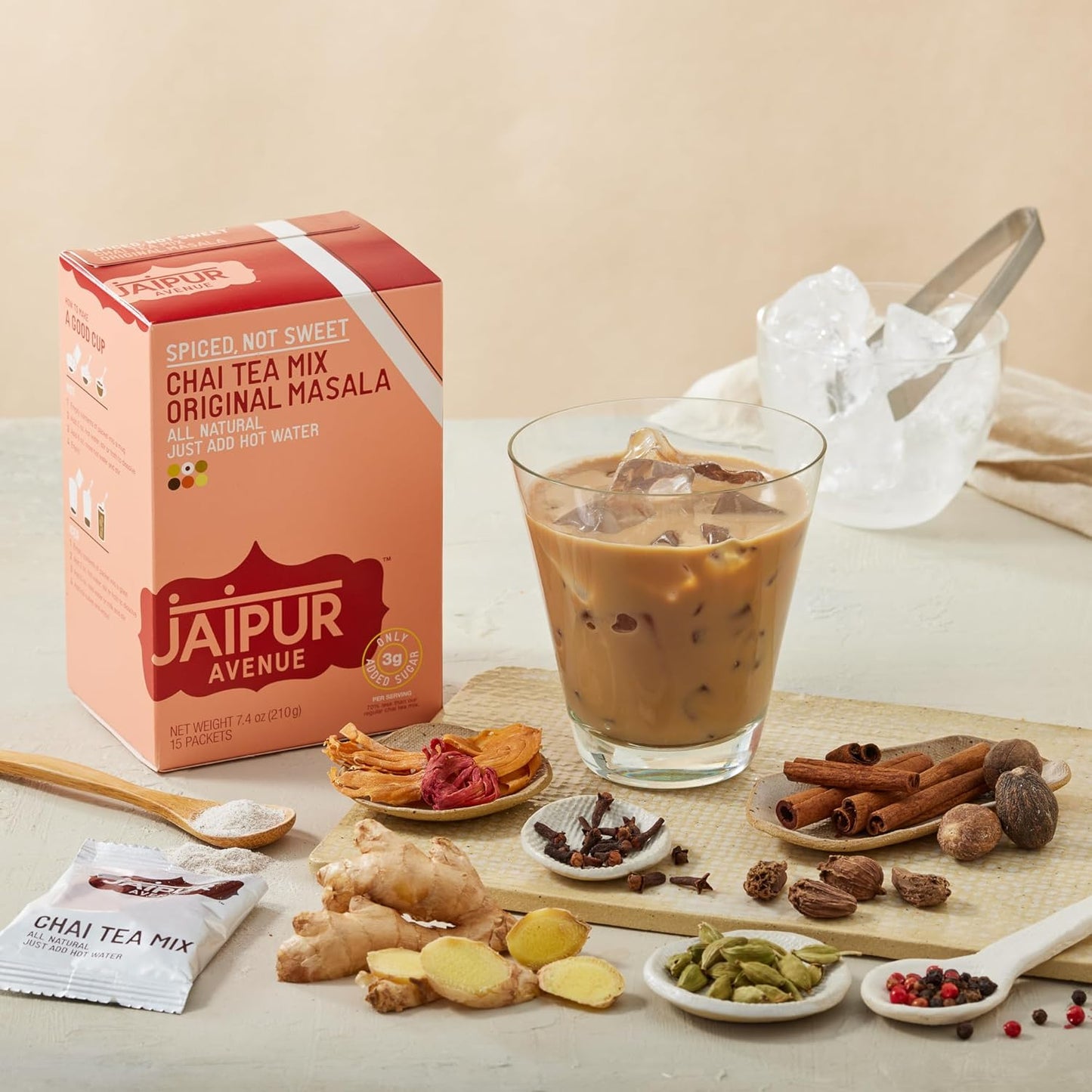 Jaipur Avenue Chai Tea Mix - Original Spiced Not Sweet - All-Natural, Preservative-Free, Gluten-Free, and Authentic Masala Chai Tea Latte - (15 Servings)