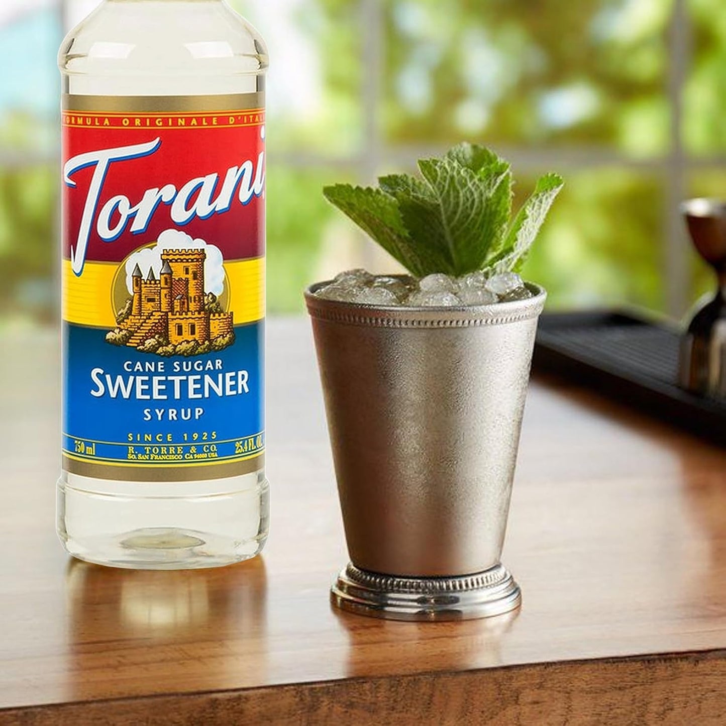 Jimoco® Syrup Pump Dispenser + Torani® Cane Sugar Syrup, 25.4 oz - Coffee Syrup Pump & Flavoring Bundle