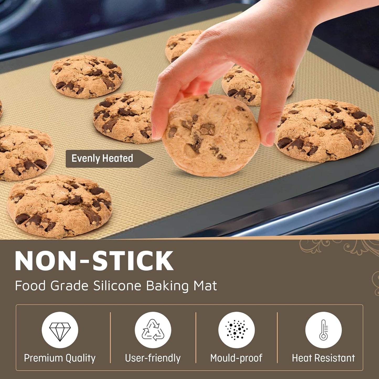 4 Pack Silicone Baking Mat Nonstick 2 Half and 2 Quarter Size - 1/4 Silicone Cookie Sheets for Baking Macaron Cookie Set of 2-2 Pack Thick Heavy Duty Reusable Mats Half Sheet for Kitchen Counter
