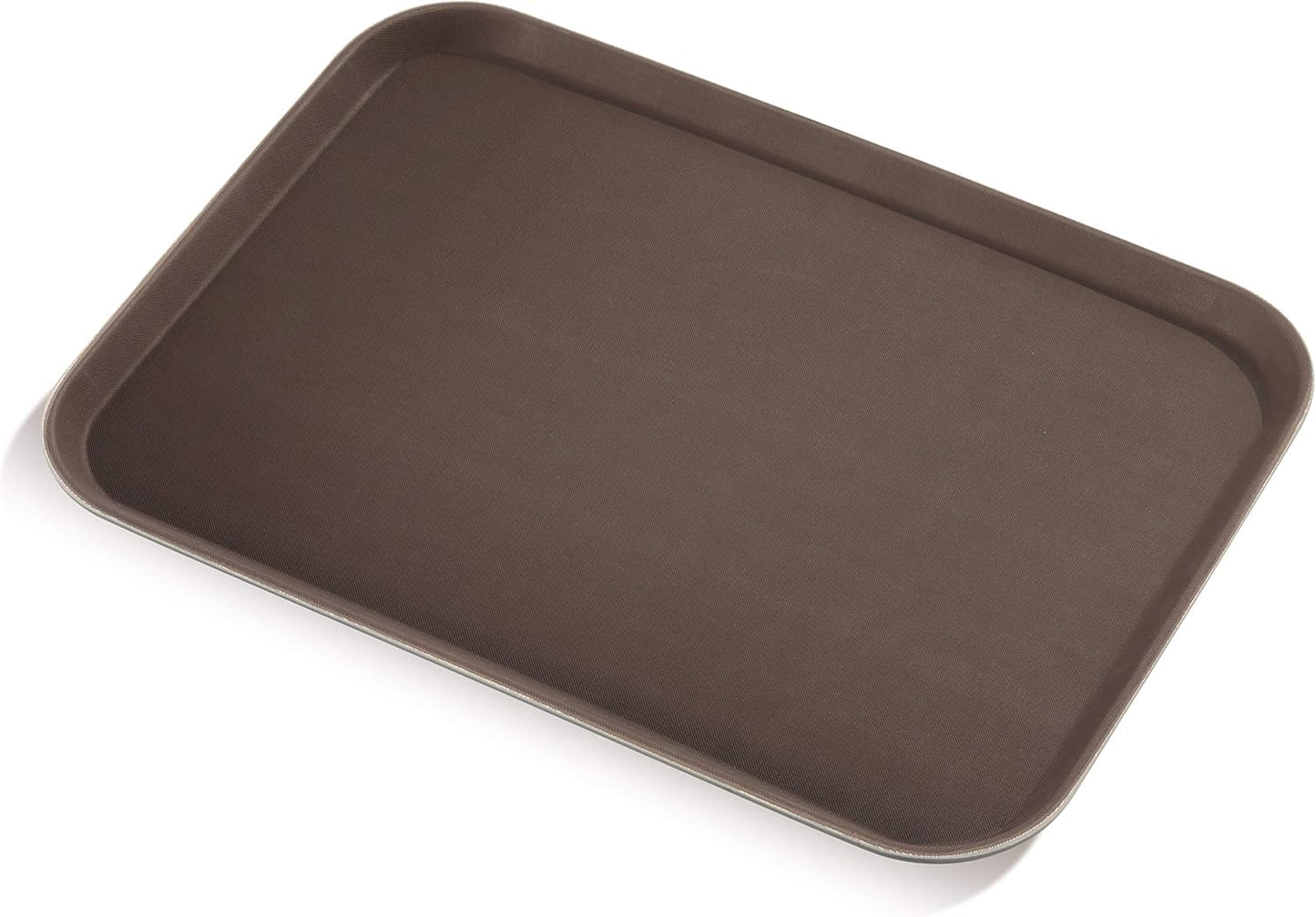 New Star Foodservice Restaurant Grade Non-Slip Tray, Plastic, Rubber Lined, Rectangular (Brown, 16-Inch x 22-Inch)