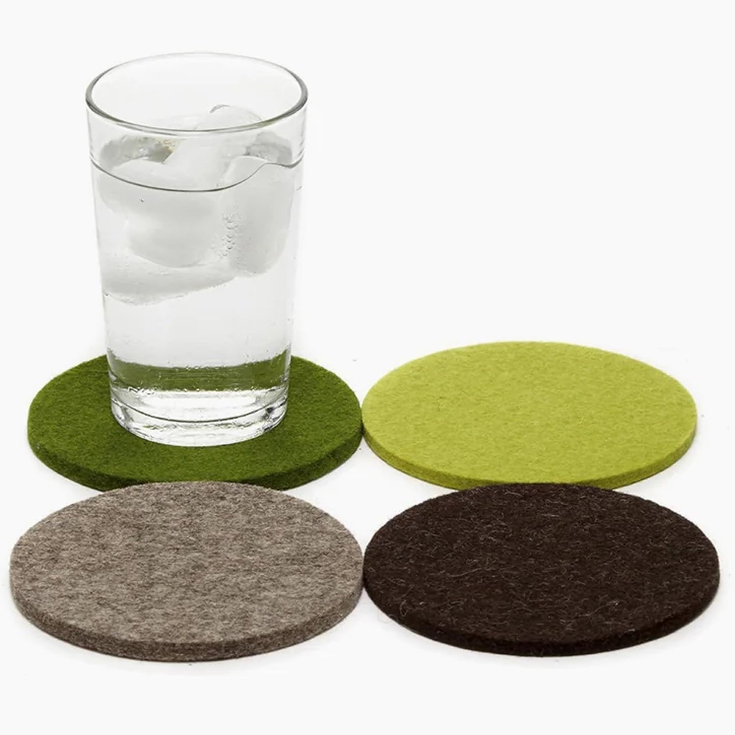 Graf Lantz - Bierfilzl Merino Wool Round Coasters Set of 4 - Forest (4" Circles) - Absorbs 30% of Weight - German Wool - Heat Resistant, Sustainable, & Reusable - Home Decor & Coffee Table Decor