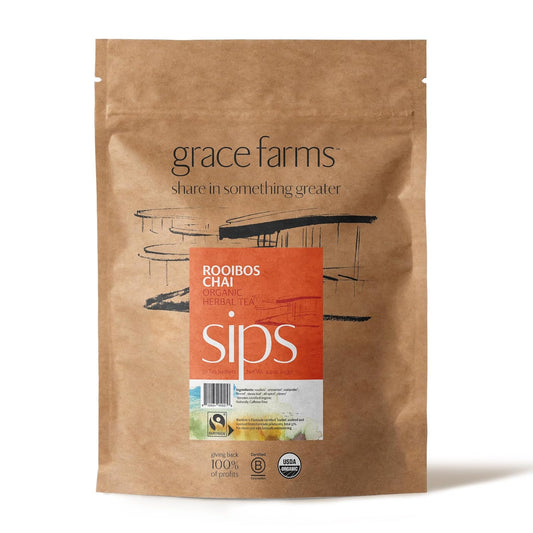 Grace Farms ROOIBOS CHAI Herbal Teas (50 count) | Naturally Sweet, Healthy and Caffeine Free | Organic, Fair Trade and Kosher Certified | Gives Back 100% of Profits