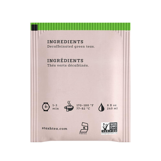 Stash Tea Decaf Premium Green Tea - Decaf, Non-GMO Project Verified Premium Tea with No Artificial Ingredients, 30 Count (Pack of 6) - 180 Bags Total