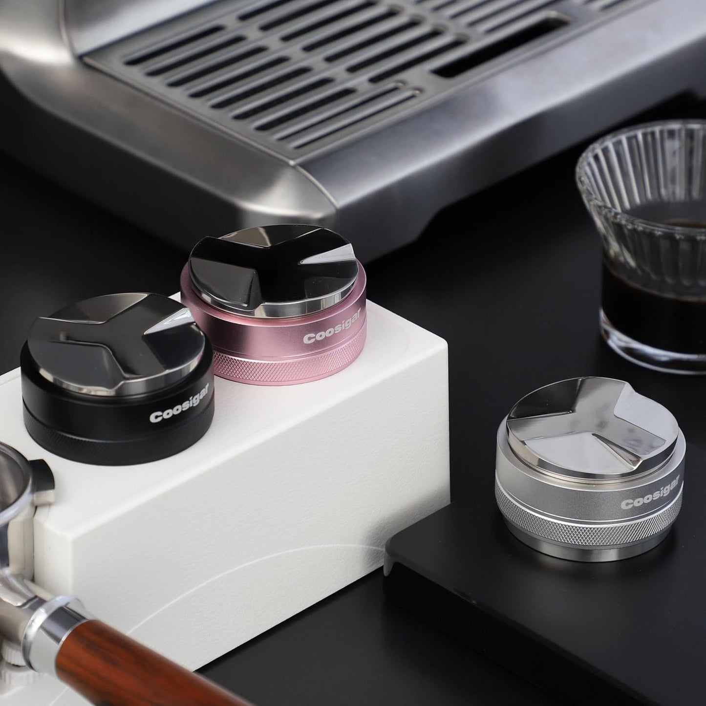 54mm Coffee Distributor and Tamper,Dual Head Coffee Leveler Fits for Breville 54mm Portafilter,Professional Espresso Hand Tamper.(Silver)