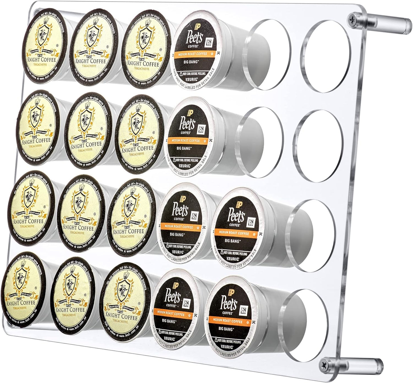 Amazing Abby 24-Slot Flat Acrylic Coffee Pod Holder, Large-Capacity Plastic Coffee Capsule Storage, BPA-Free and Shatter-Proof, Great for Use on Countertop or in Drawer, Up to 24 Keurig K-Cups
