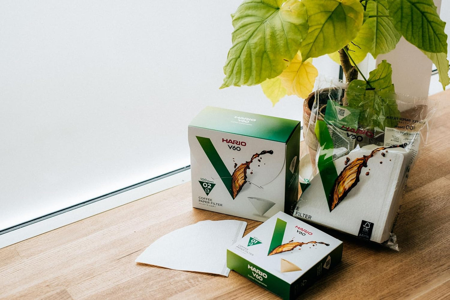 Hario V60 Paper Coffee Filter, Size 01, White, 100ct Box