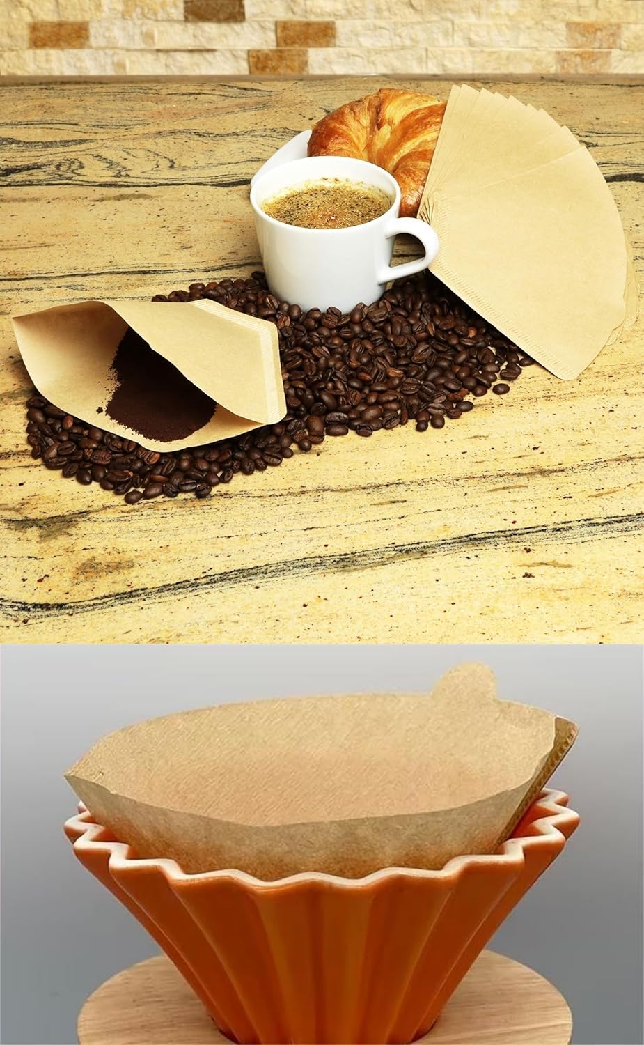 Generic Cone Filters #4 for Coffee Makers - Tear-Resistant Paper, Sustainable Material, 12-Cup Compatibility - Say Goodbye to Coffee Grounds in Your Brew (100, Brown), G3334