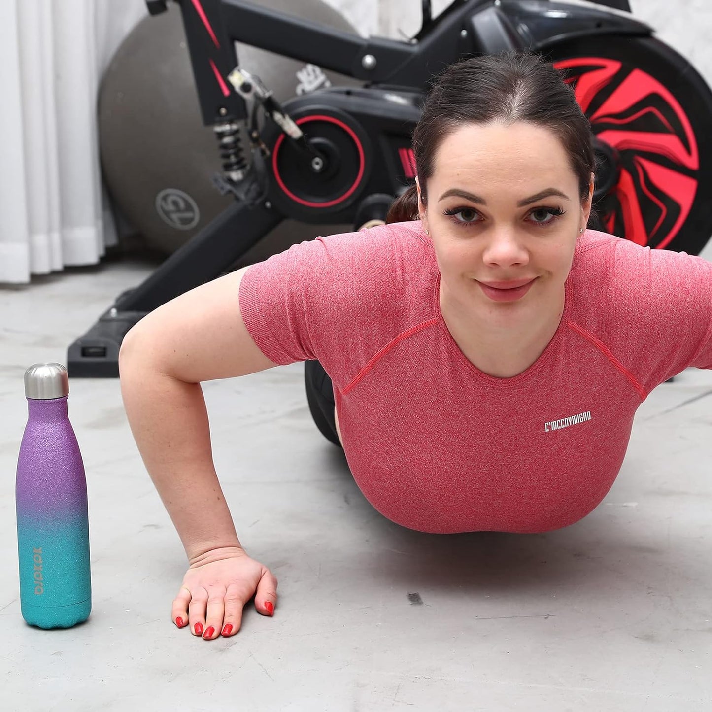 BJPKPK 17oz Insulated Water Bottles Stainless Steel,Sports Water Bottles Keep Cold for 24 Hours and Hot for 12 Hours,BPA Free,Glitter Purple Green