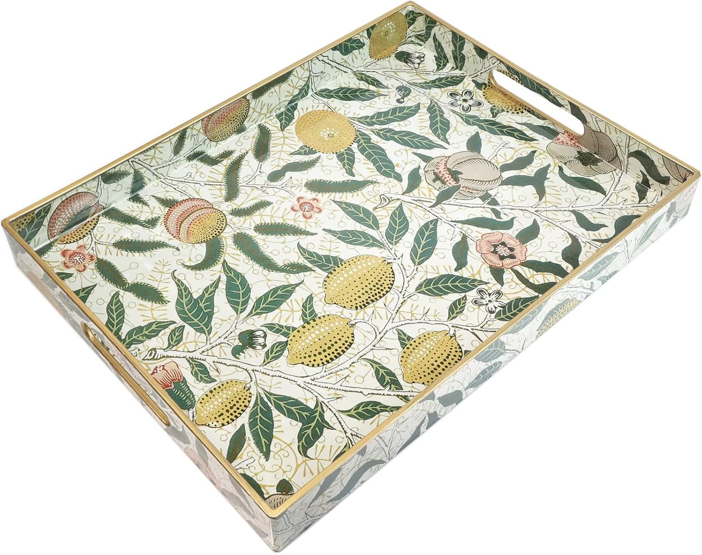 Spsyrine Lemon Serving Tray with Handles, Plastic Decorative Tray for Coffee Table, Living Room, Home Decor