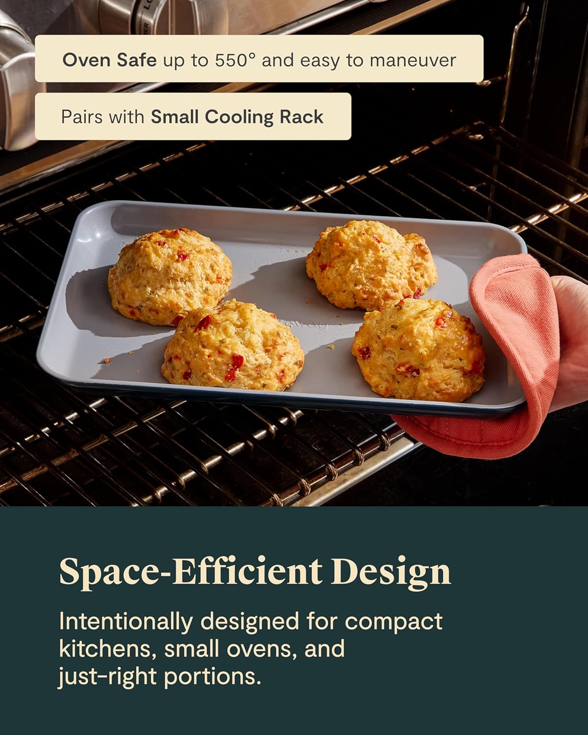 Caraway Nonstick Ceramic Small Baking Sheet (9x13”) – Non-Toxic, PTFE & PFOA Free – Oven Safe – Aluminized Steel Core – Mini Sheet Pan for Baking, Roasting & More - Perracotta