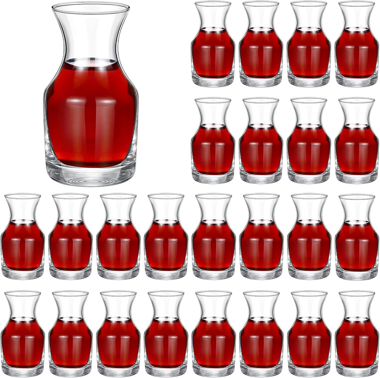 24 Pack Single Serving Wine Carafe Glass Small Mini Carafe Individual Wine Refill Decanter for Dinner Parties Tastings Bars Restaurants (6.5 oz)
