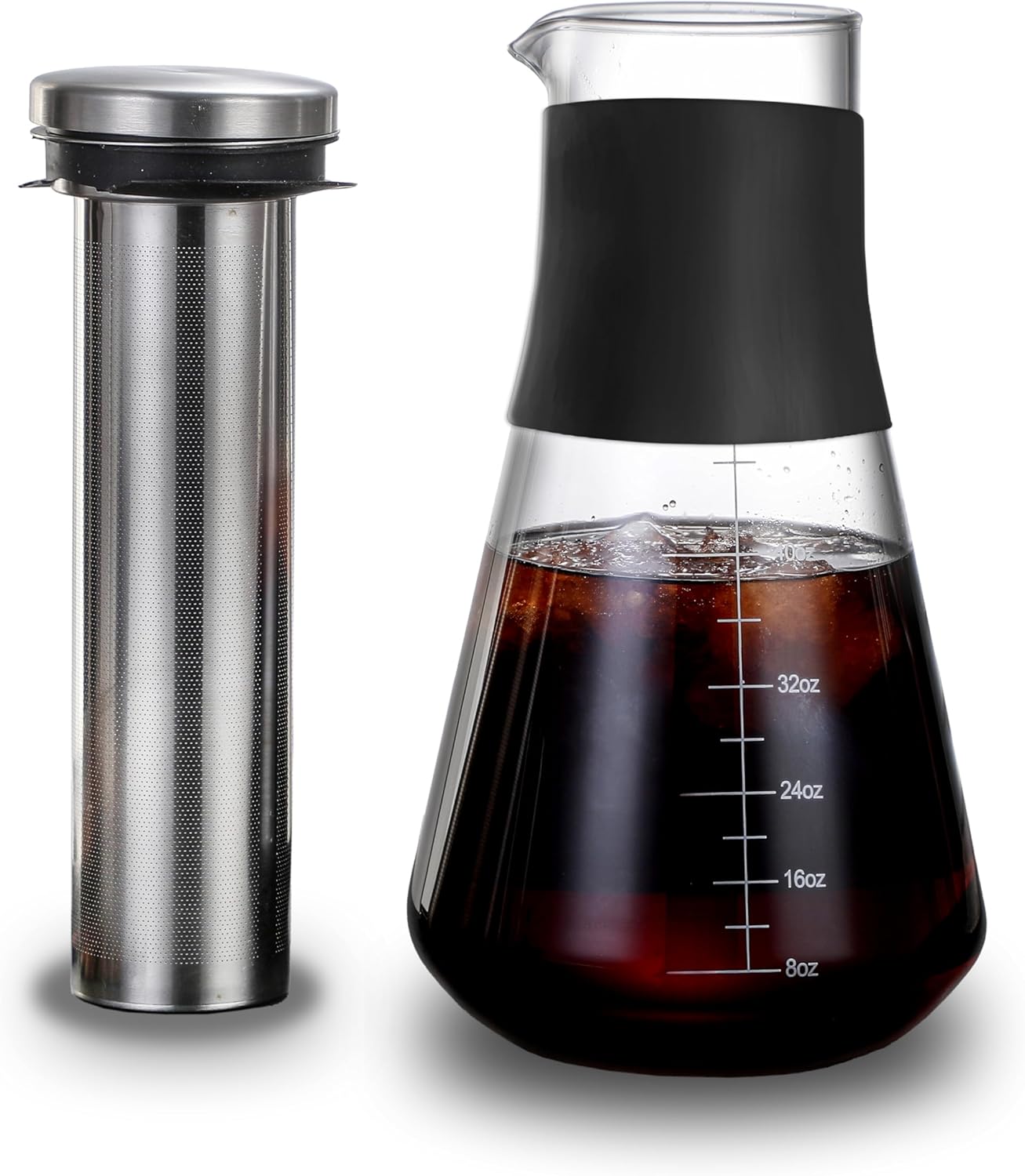 AGOGO Cold Brew Iced Coffee Makers with Metal Filters Silicone Non-slip Grip Carafe 1600ml