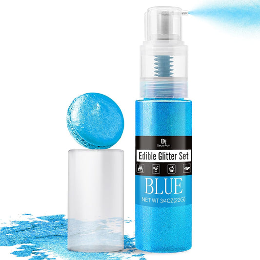 Edible Glitter Spray - 3/4oz Luster Dust Edible Food Grade Glitter Shimmer Dust Powder for Cocktails, Drinks, Cake Decorating - Metallic Food Coloring Powder for Wine, Candy, Cookie, Icing (Blue)