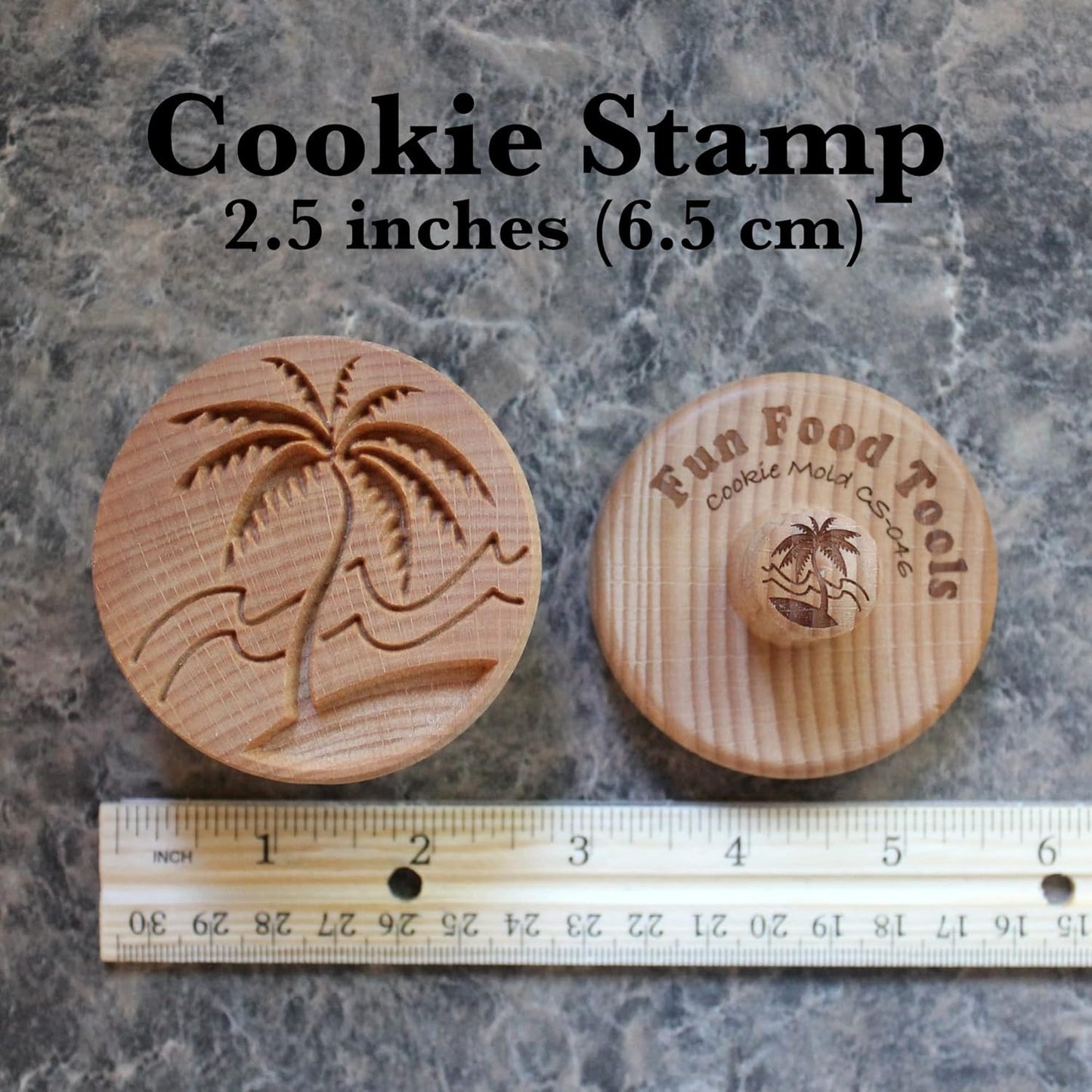 Wood Cookie Stamp, 2.5 Inch (Tropical Island CS-046)