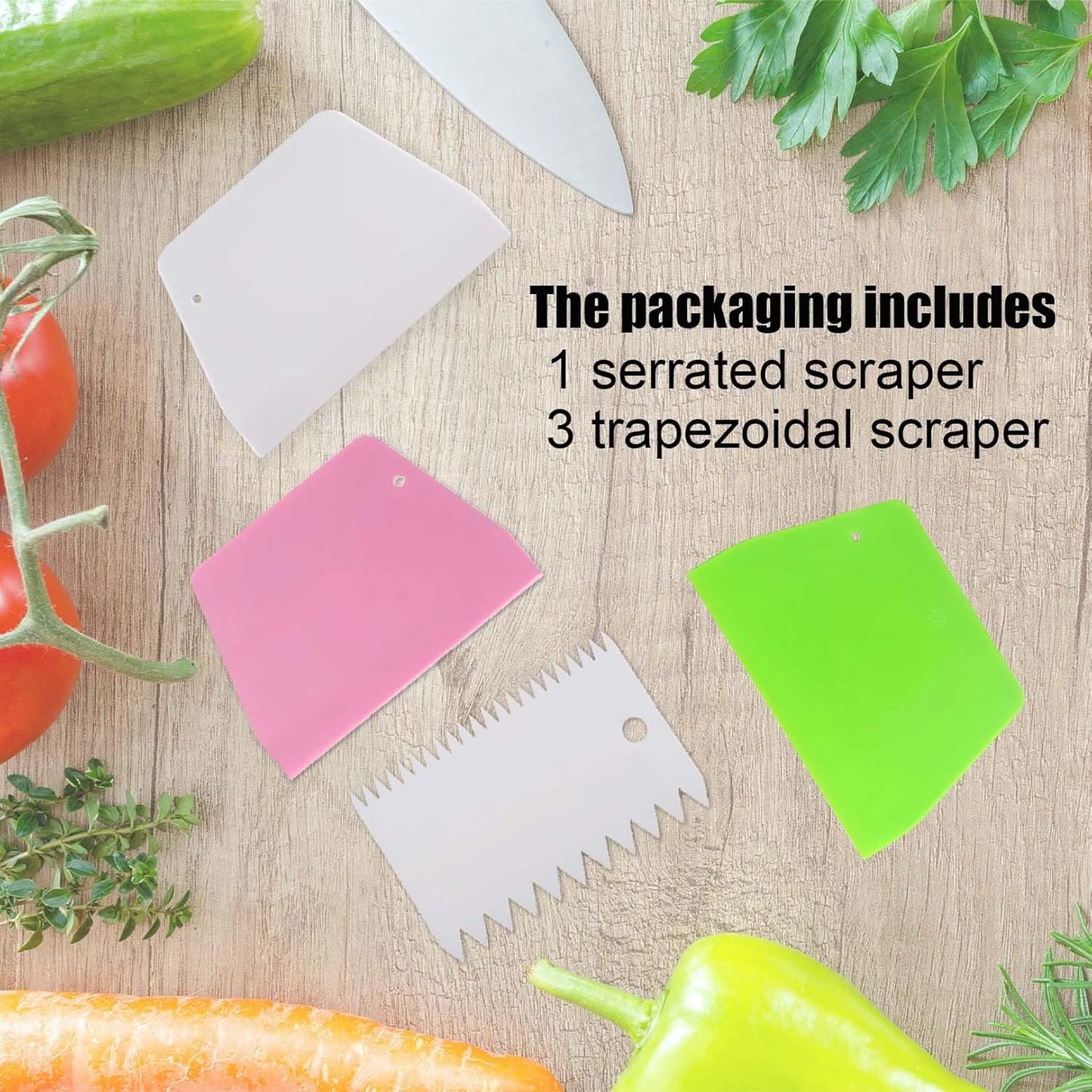 Dough Scraper Plastic Bench Scraper, Dough Scraper Tool Dough Cutter, Flexible Bench Scraper for Making Bread Pizza, 4 PCS