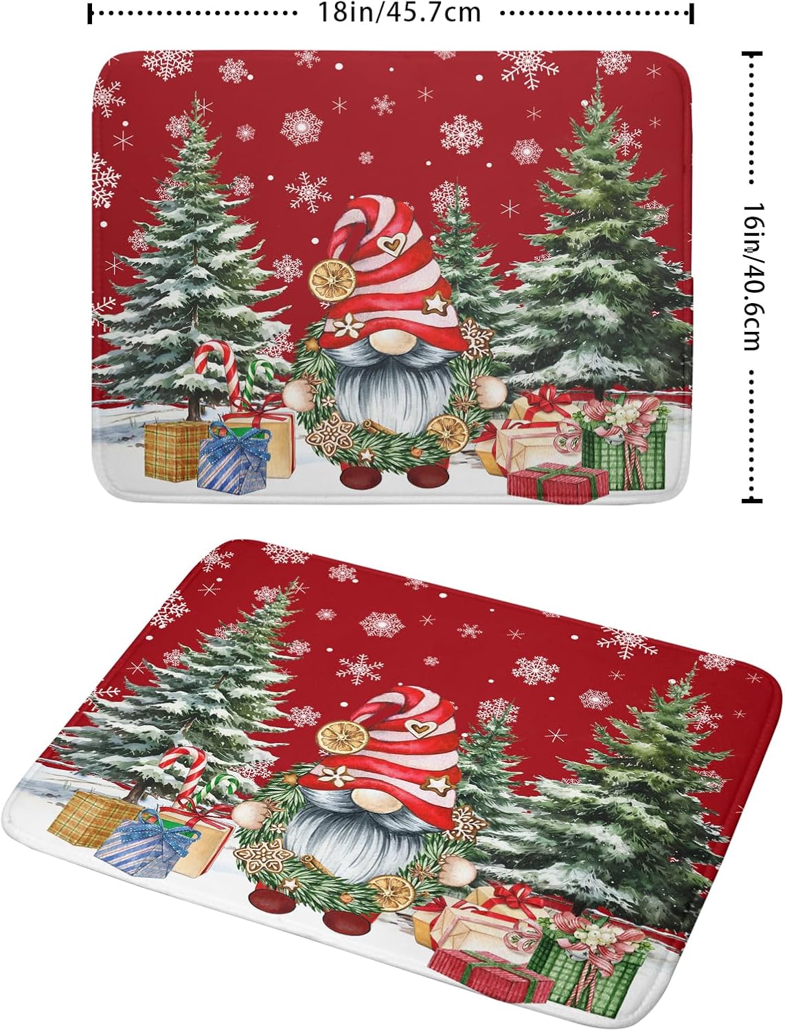 Christmas Gnome Dish Drying Mats for Kitchen Counter Christmas Gnomes Snowflakes Absorbent Microfiber Dishes Drying Pad Xmas Kitchen Drying Mat Drying Rack Mat Kitchen Accessories 16"x18"