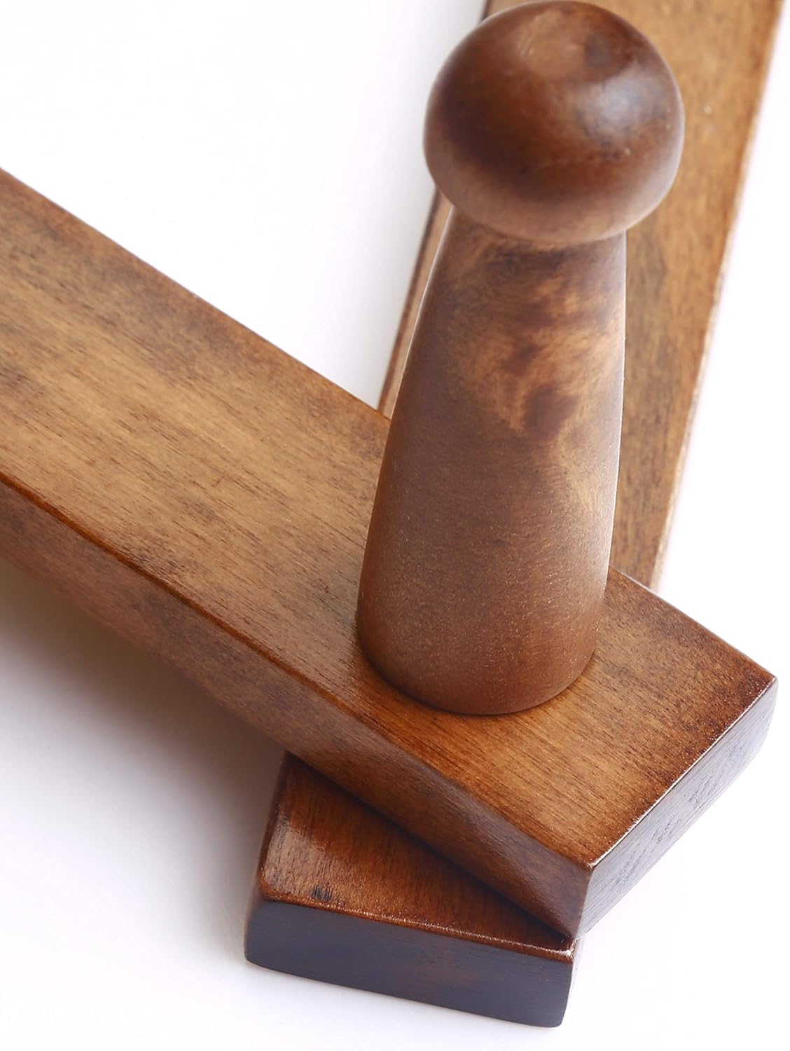 Dseap Accordian Wall Hanger: 16” High Wooden Wall Expandable Coat Rack, Hat Rack Holder, Accordion Hook for Baseball Caps, Coats, Mugs, 16 Peg Hooks, Brown