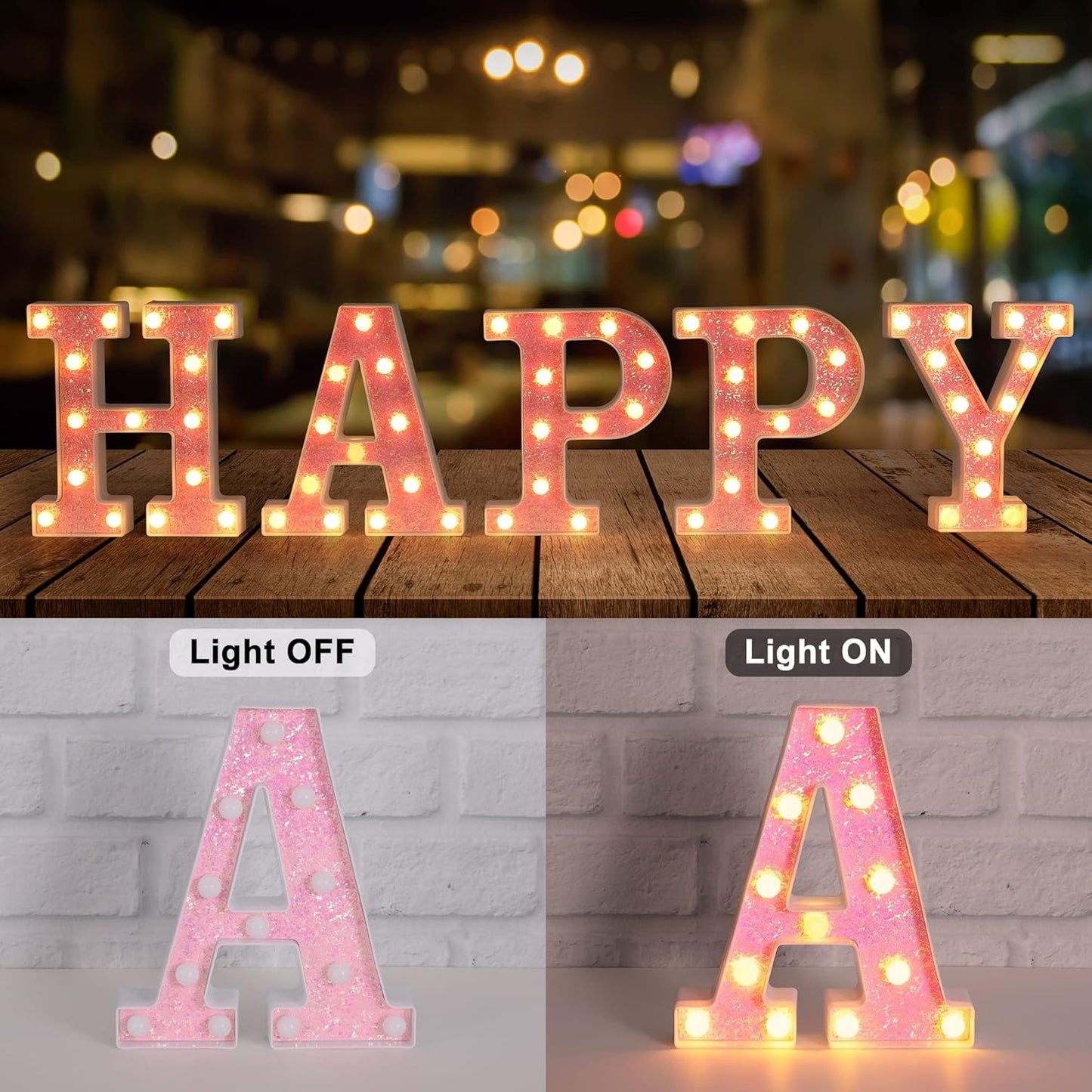 Foaky Pink Light up Letters，Pink Party Decorations,Girls Room Decor,Glitter Light Up Letters,Alphabet Letter Sign for Night Light Birthday Party Girls Gifts, Home Bar Decoration（N）
