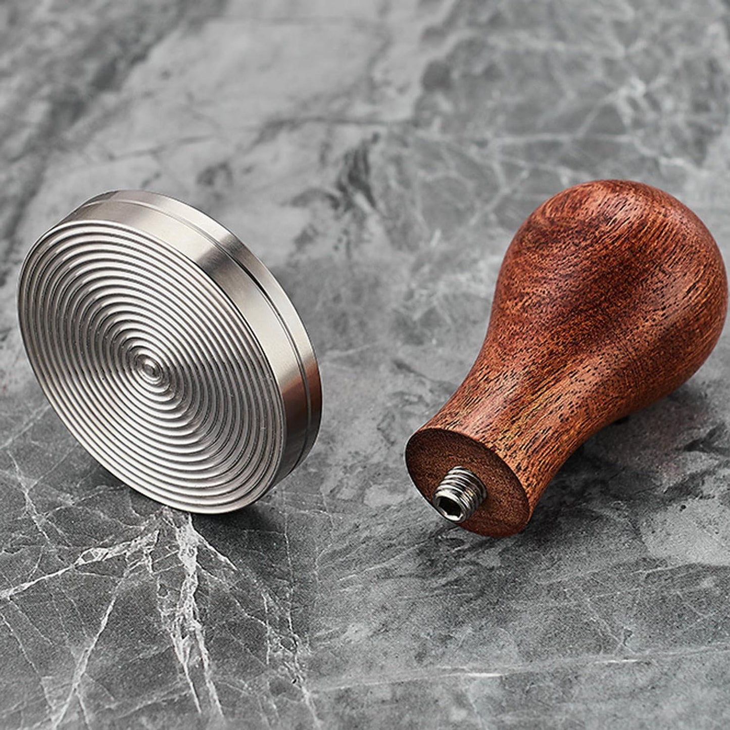 51mm Espresso Tamper with Stirrer Set, Walnut Wood Coffee Press Tool Stamper with Espresso Professional Barista Accessories Kit for Espresso Machine, Wooden