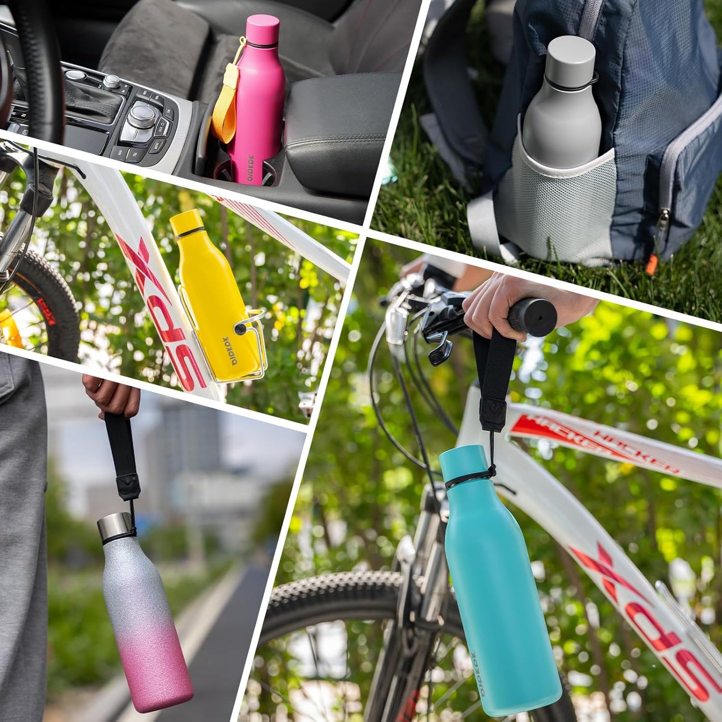 BJPKPK Insulated Water Bottles, 18 oz Stainless Steel Metal Water Bottle with Strap, BPA Free Leak Proof Thermos, Mugs, Flasks, Reusable Water Bottle for Sports & Travel, Graceful Pink