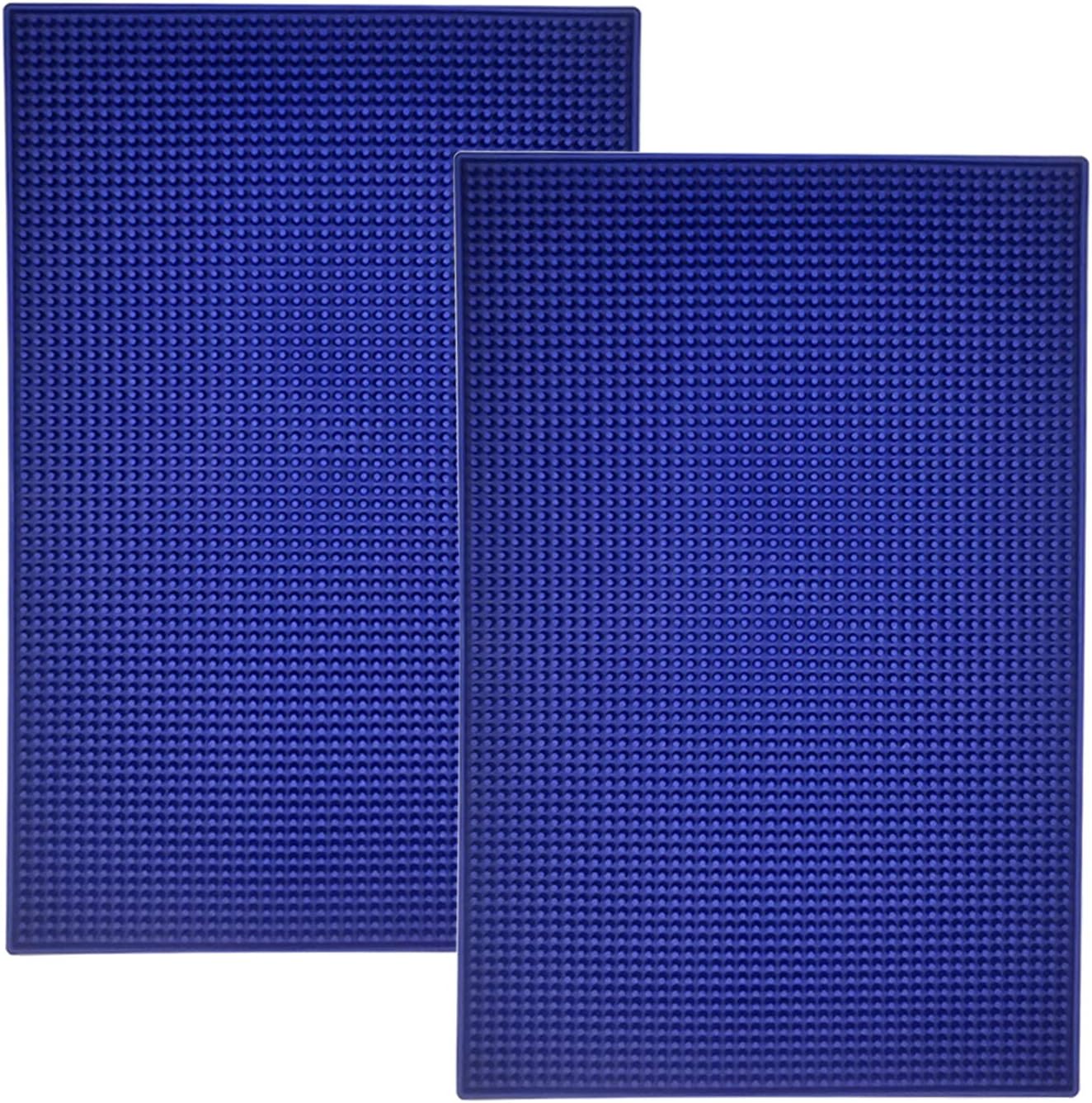 17.7" x 11.8" Rubber Bar Mat, Non-Slip and Anti-Spill Non-Toxic Soft Rubber Mats, Coffee Bars, Bars, Restaurants and Barbers Service Mats (2PACK, Navy)