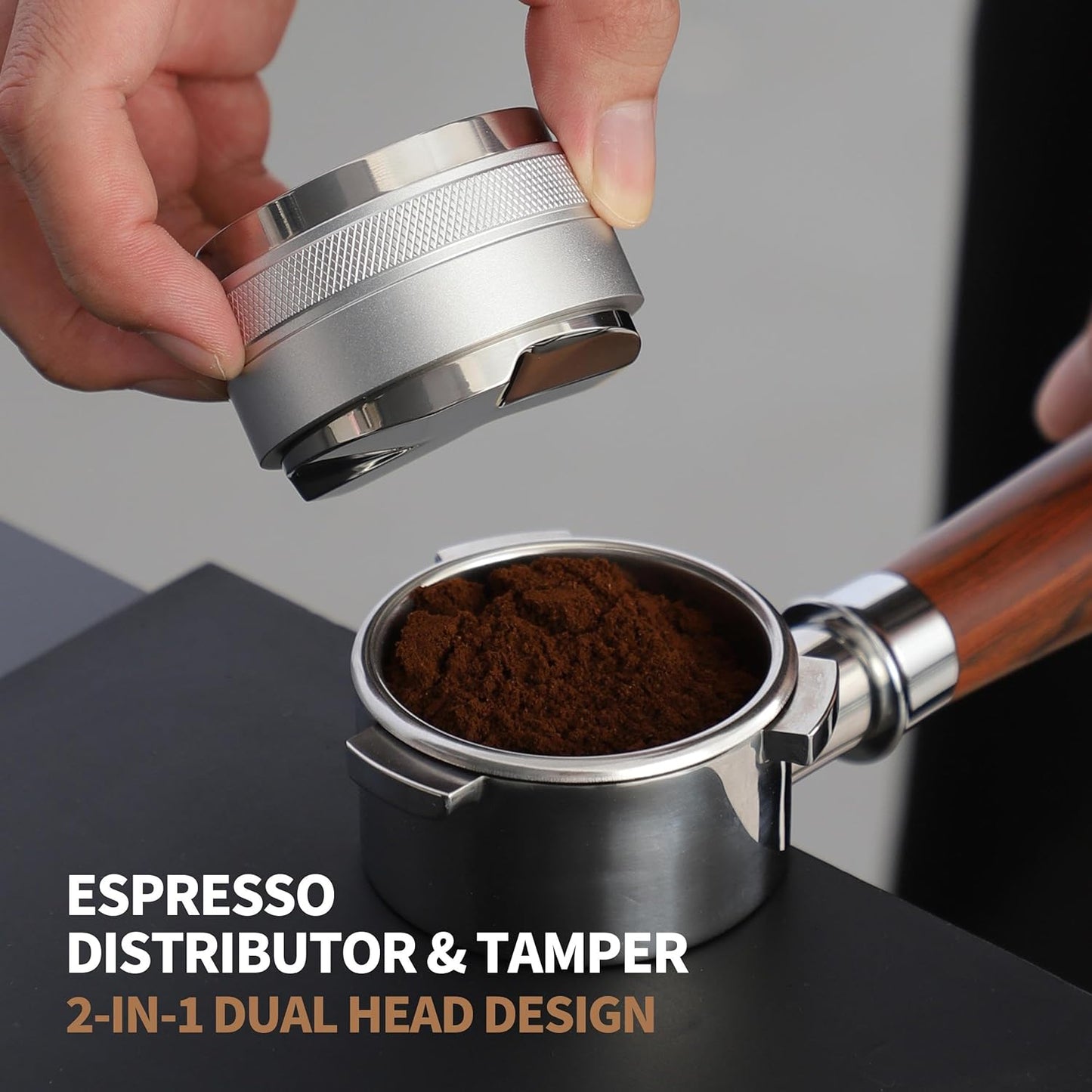 54mm Coffee Distributor and Tamper,Dual Head Coffee Leveler Fits for Breville 54mm Portafilter,Professional Espresso Hand Tamper.(Silver)