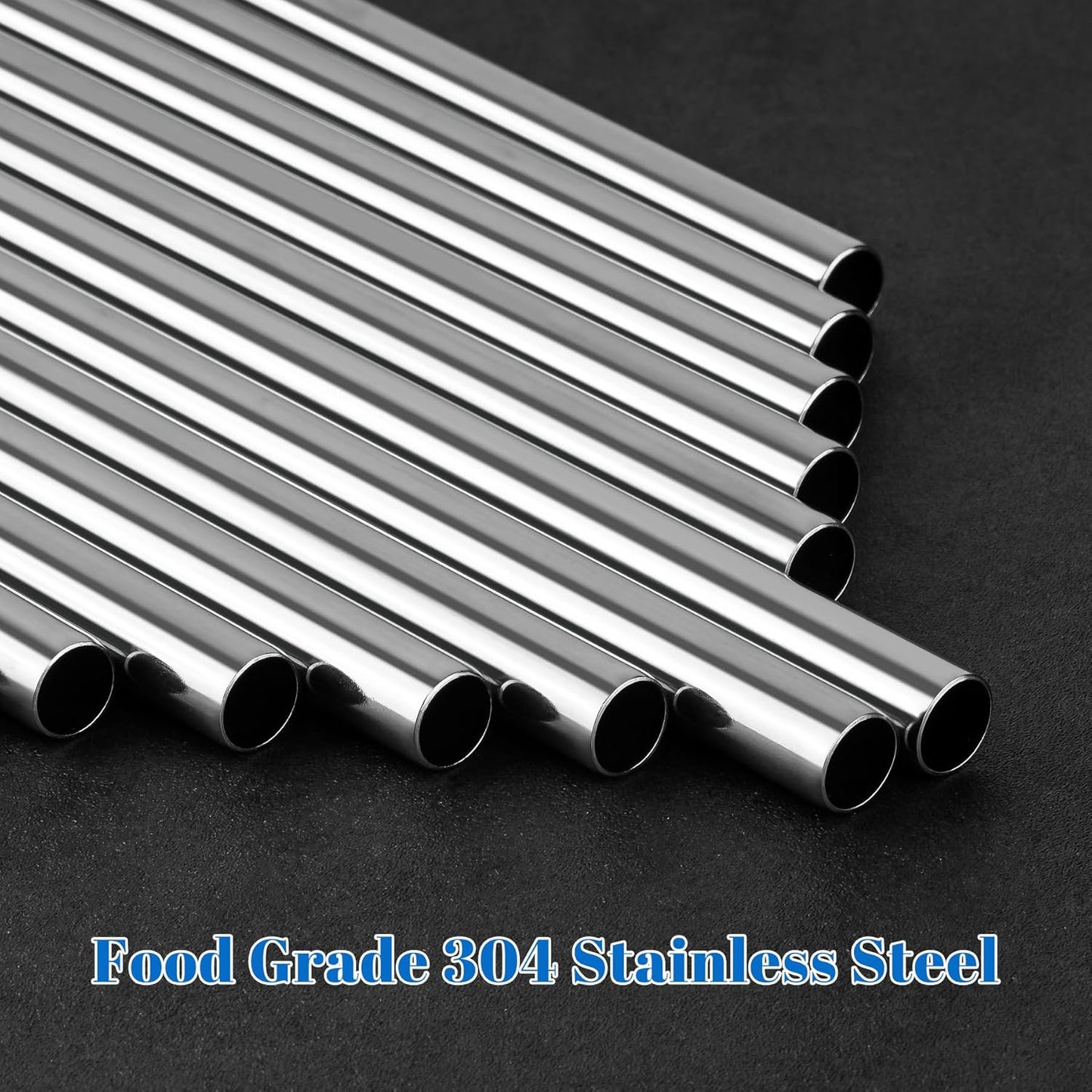 Tomorotec 8-Pack Stainless Steel Straws Fit for 40oz Stanley Tumblers, 12" Metal Straws for Stanley Cup with 1 Brush, Reusable Drinking Straws for Smoothies, Milkshakes, Dishwasher Safe & BPA-Free