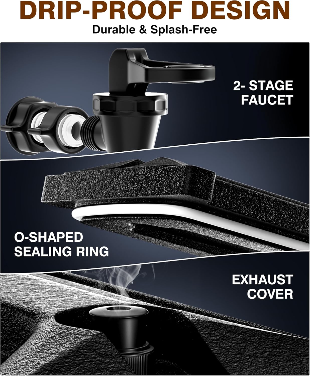 Insulated Beverage Dispenser 2.5 Gallon, Hot and Cold Drink Water Pitcher Coffee Carafe with Spigot Handle and Stand, Commercial Thermal Urn for Chocolate Cocoa Iced Juice Tea Milk Punch Outdoor Party