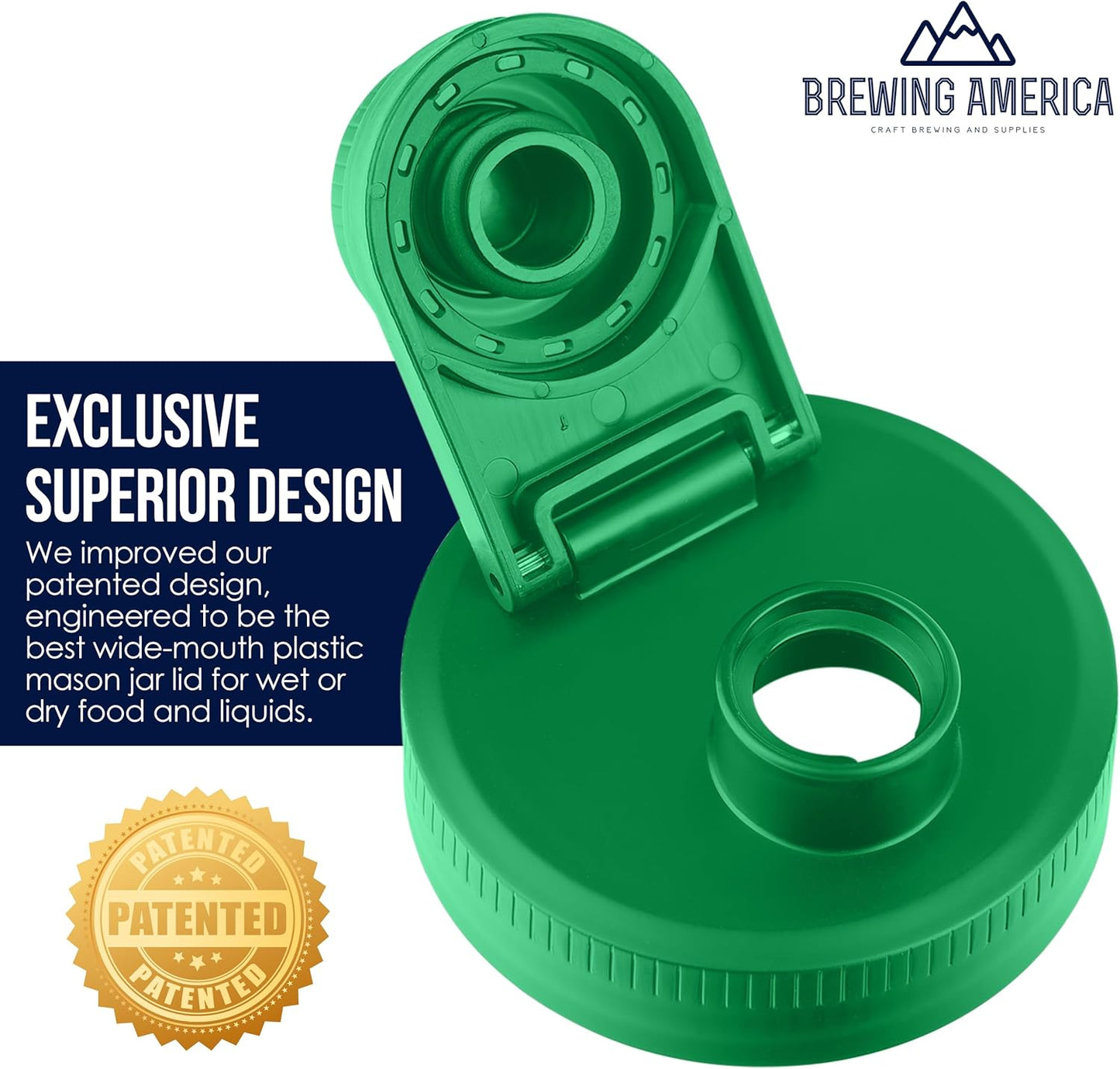 Brewing America Mason Jar Drinking Cup Pint and Half Drinking Lid and Azure 24oz Jar (1, Tractor Green)