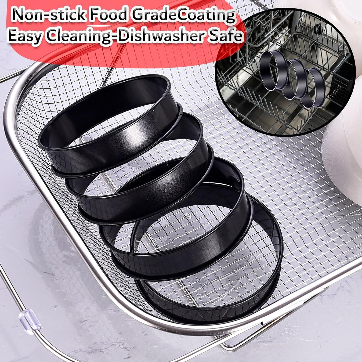 DATANYA 16Packs Crumpet Rings NONSTICK English Muffin Rings 4 Inch - Stainless Steel Double Rolled Tart Rings Upgrade Round Metal Cooking Pastry Ring Molds for baking