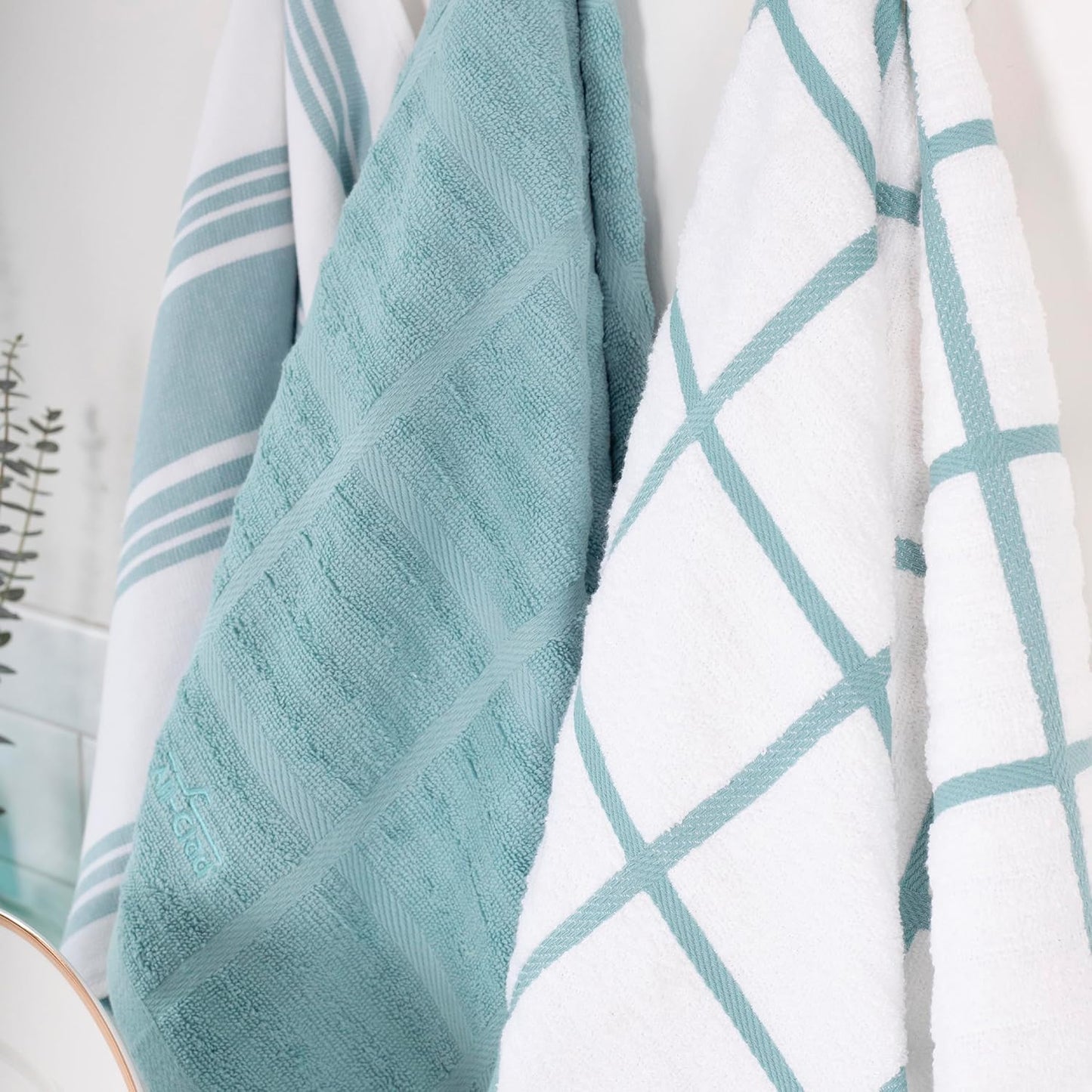 All-Clad Checked Kitchen Towel: Highly Absorbent, Super Soft Long Lasting - 100% Cotton, 17"x30" Tea Towel for Cleaning & Drying Dishes, Pans, Glassware, or Countertops, (1-Pack), Rainfall