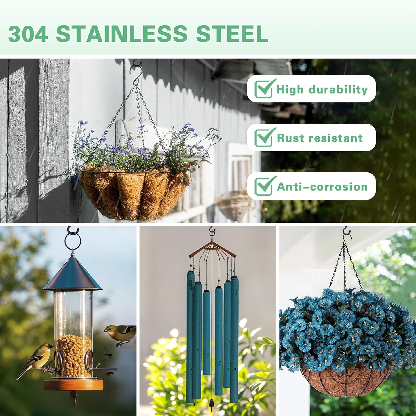 125 Pcs Screw Hooks in 5 Sizes – Cup Hooks for Hanging Plants, Mugs, Lights, and Ceiling Storage (Black)